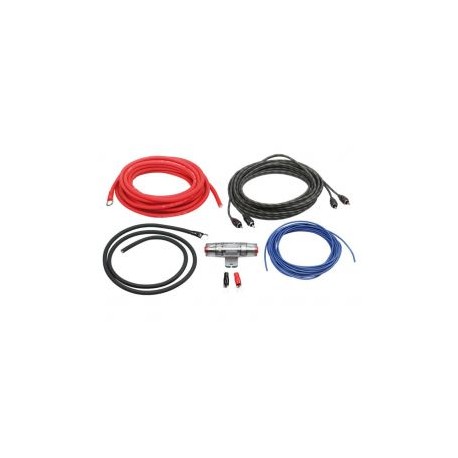KIT CABLE RCA + CABLE ALIM 10MM2 + PORTE FUSIBLE + FUSIBLE + 4 COSSES