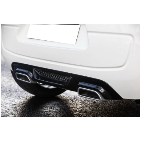 Tablier arrière noir y compris garnitures d'échappement en aluminium Peugeot 108 de 07/2014 Tablier arrière noir y compris garnitures d'échappement en aluminium Peugeot 108 de 07/2014